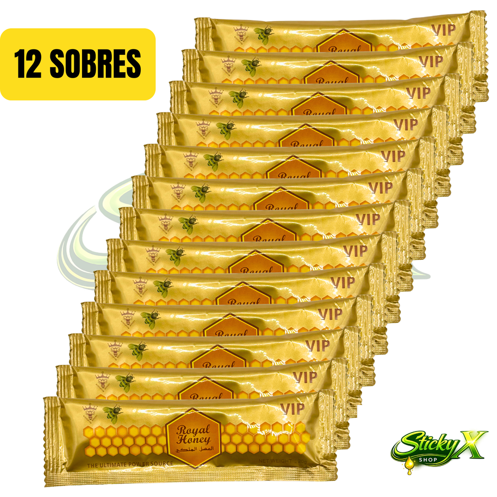 Royal Honey VIP 🍯 | Stickyx | Miel Premium con Ginseng | Caja 12 Sobres